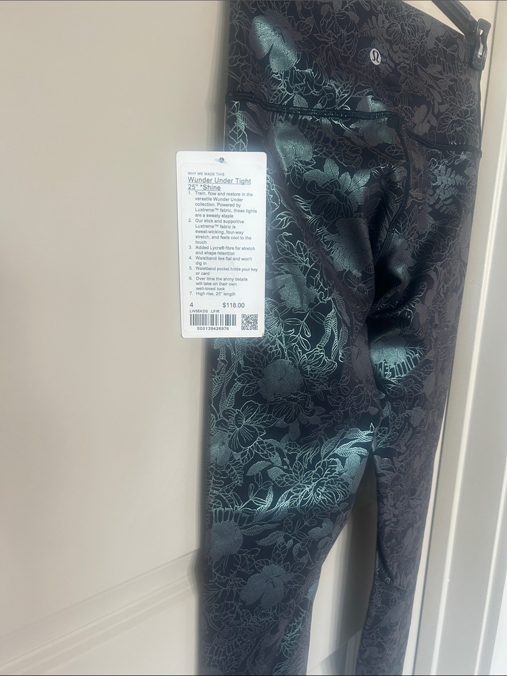 lululemon athletica Shine Leggings in Black with Teal Floral